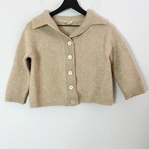 DeLoux 100% Imported Cashmere Cardigan 1950s Sweater Tan